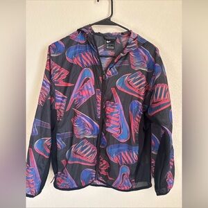 Nike Lightweight Windbreaker Jacket Size L Black Purple Logo Print